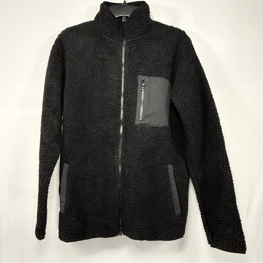 Gorpcore Full Zip Black Sherpa Fleece Utility Jacket Size M Medium - Picture 2 of 9